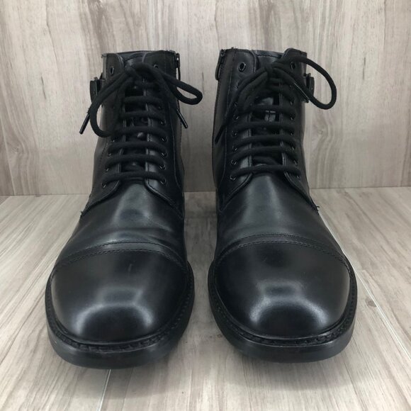 Clarks Ankle Boots Mens 12M Clarkdale Black Leather Zip Lace Up Cap Toe Shoes main image 8